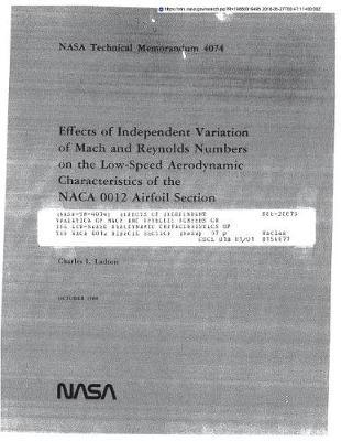 Effects of Independent Variation of Mach and Reynolds Numbers on the Low-Speed Aerodynamic Characteristics of the NACA 0012 Airfoil Section