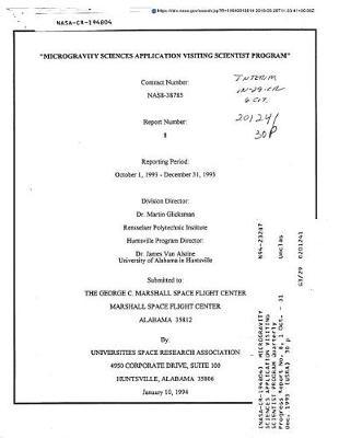 Microgravity Sciences Application Visiting Scientist Program