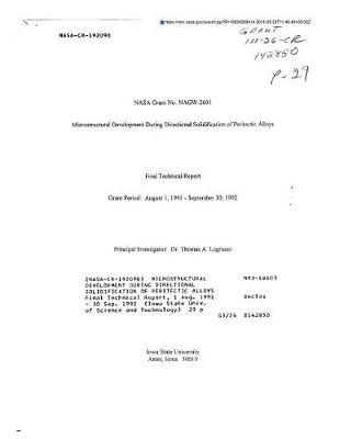 Microstructural Development During Directional Solidification of Peritectic Alloys
