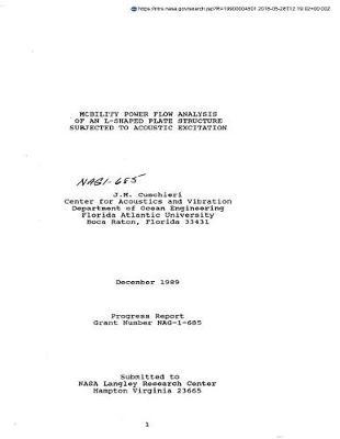 Mobility Power Flow Analysis of an L-Shaped Plate Structure Subjected to Acoustic Excitation