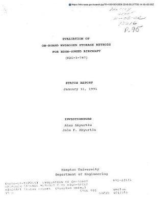 Evaluation of On-Board Hydrogen Storage Methods F or High-Speed Aircraft