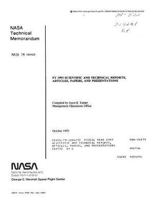Fiscal Year 1993 Scientific and Technical Reports, Articles, Papers, and Presentations