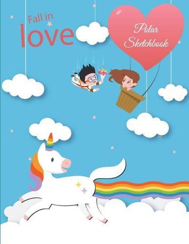Fall in Love: Polar Sketchbook: Cute Unicorn Rainbow, 5 Degree Polar Coordinates 120 Pages Large Print 8.5  x 11  Polar Graph Paper Notebook