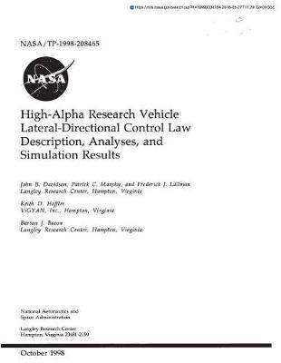 High-Alpha Research Vehicle Lateral-Directional Control Law Description, Analyses, and Simulation Results