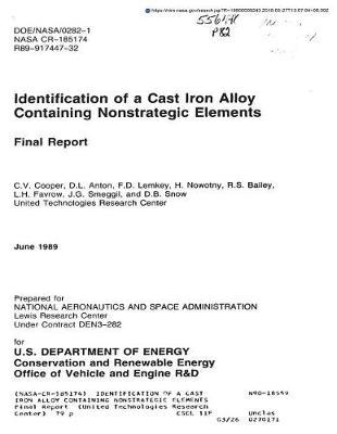 Identification of a Cast Iron Alloy Containing Nonstrategic Elements