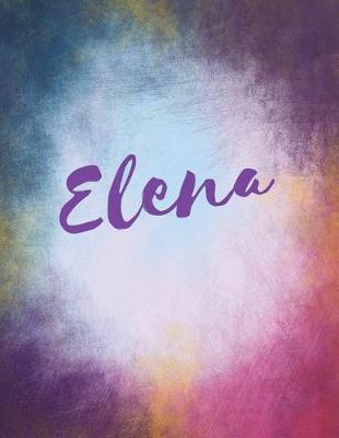 Elena: Elena Personalized Journal Blank Book. Large 8.5 X 11 Attractive Watercolor Texture Purple Pink Orange & Blue Tones. Arty Stylish Pretty Journal for Girls.