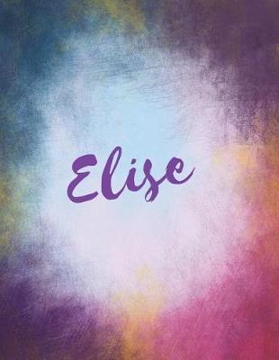 Elise: Elise personalized journal blank book. Large 8.5 x 11 Attractive watercolor texture purple pink orange & blue tones. arty stylish pretty journal for girls.