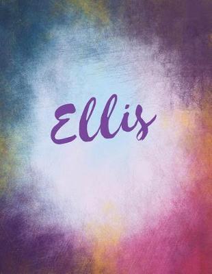 Ellis: Ellis Personalized Journal Blank Book. Large 8.5 X 11 Attractive Watercolor Texture Purple Pink Orange & Blue Tones. Arty Stylish Pretty Journal for Girls.