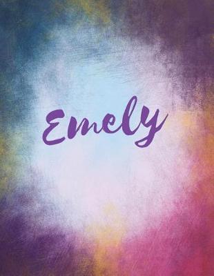 Emely: Emely personalized journal blank book. Large 8.5 x 11 Attractive watercolor texture purple pink orange & blue tones. arty stylish pretty journal for girls.