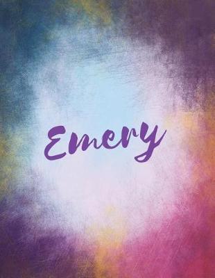 Emery: Emery personalized journal blank book. Large 8.5 x 11 Attractive watercolor texture purple pink orange & blue tones. arty stylish pretty journal for girls.