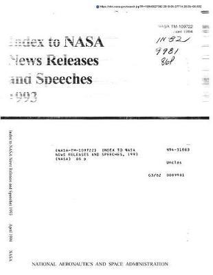 Index to NASA News Releases and Speeches, 1993