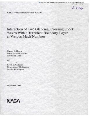 Interaction of Two Glancing, Crossing Shock Waves with a Turbulent Boundary-Layer at Various Mach Numbers