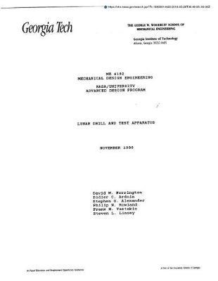 Lunar Drill and Test Apparatus