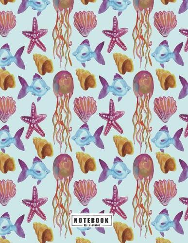 Notebook: Under the sea collection on blue cover and Dot Graph Line Sketch pages, Extra large (8.5 x 11) inches, 110 pages, White paper, Sketch, Draw and Paint