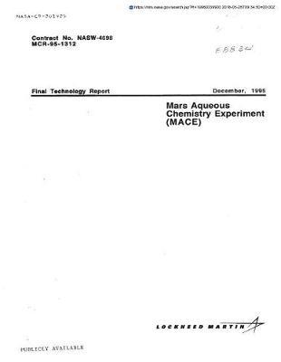 Mars Aqueous Chemistry Experiment (Mace)