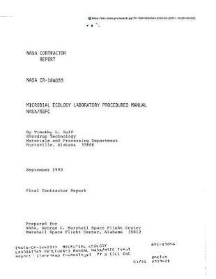 Microbial Ecology Laboratory Procedures Manual Nasa/Msfc