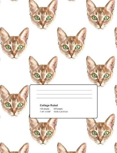 Composition Book: Green Eyed Cat: College Ruled 7.44x9.69 wide ruled