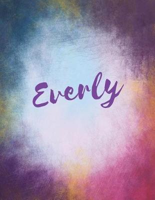 Everly: Everly Personalized Journal Blank Book. Large 8.5 X 11 Attractive Watercolor Texture Purple Pink Orange & Blue Tones. Arty Stylish Pretty Journal for Girls.