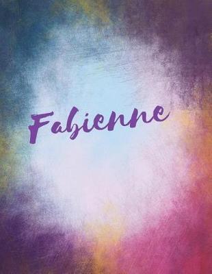 Fabienne: Fabienne personalized journal blank book. Large 8.5 x 11 Attractive watercolor texture purple pink orange & blue tones. arty stylish pretty journal for girls.