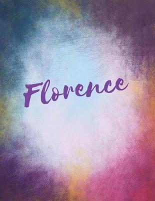 Florence: Florence personalized journal blank book. Large 8.5 x 11 Attractive watercolor texture purple pink orange & blue tones. arty stylish pretty journal for girls.