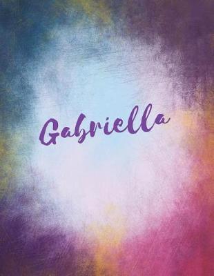 Gabriella: Gabriella personalized journal blank book. Large 8.5 x 11 Attractive watercolor texture purple pink orange & blue tones. arty stylish pretty journal for girls.