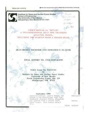 User's Manual for Hptam: A Two-Dimensional Heat Pipe Transient Analysis Model, Including the Startup from a Frozen State