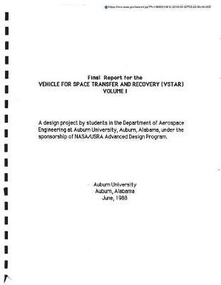 Vehicle for Space Transfer and Recovery (Vstar), Volume 1