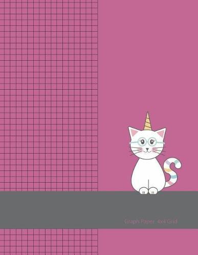 Graph Paper 4x4 Grid: Large Graph Paper with Pink Caticorn Cover, 8.5x11, Graph Paper Composition Notebook, Grid Paper, Graph Ruled Paper