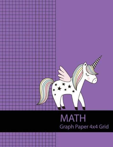 Math Graph Paper 4x4 Grid: Large Graph Paper with Purple Unicorn Cover, 8.5x11, Graph Paper Composition Notebook, Grid Paper, Graph Ruled Paper