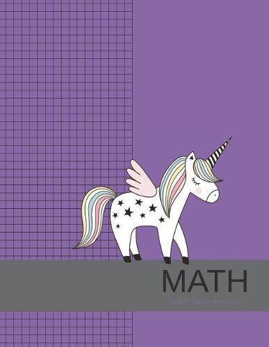 Math Graph Paper 4x4 Grid: Large Graph Paper with Purple Unicorn Cover, 8.5x11, Graph Paper Composition Notebook, Grid Paper, Graph Ruled Paper
