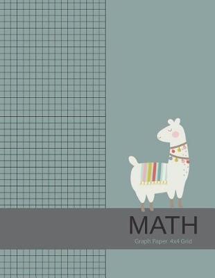 Math Graph Paper 4x4 Grid: Large Graph Paper with Cute Llama Cover, 8.5x11, Graph Paper Composition Notebook, Grid Paper, Graph Ruled Paper