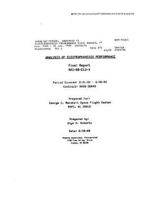 Analysis of Electrophoresis Performance