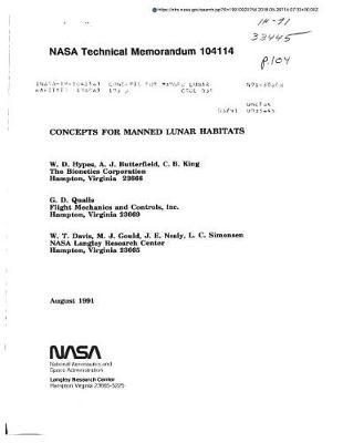Concepts for Manned Lunar Habitats