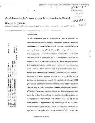 Confidence Set Inference with a Prior Quadratic Bound