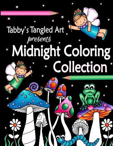 Tabby's Tangled Art Midnight Coloring Collection: Black Background Adult Coloring Book
