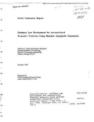Guidance Law Development for Aeroassisted Transfer Vehicles Using Matched Asymptotic Expansions