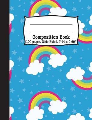 Composition Book Wide Ruled 100 pages 7.44 x 9.69 inches: School Office Home Student Teacher Confetti Hearts in Rainbow Colors Notebook