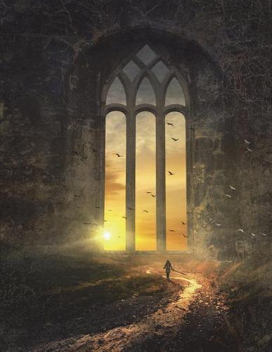 Cornell Notes Notebook 150 Pages 8.5 x11  Cornell Notebook: Cornell Note Taking System Sunset through the Wall Fantasy Cover Design