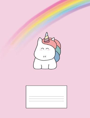Composition Book: Cute Unicorn Rainbows Cartoon, College Ruled Paper, 7.44x9.69 inch, 200 pages, Bound Notebook