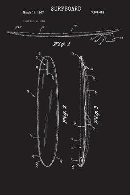 Surfboard: Journal - Vintage Surf Board Blueprint Surfer Log (Blank Lined Notebook)