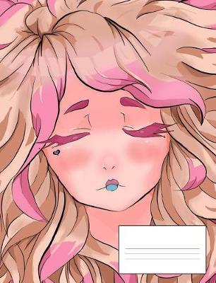 Cute Pink Anime Girl Wide Ruled Composition Books / Notebooks: Black Back Cover, Lined Paper, Elementary School Notebook For Girls, 9.69 L x 7.44 W in., 100 sheets or 200 pages