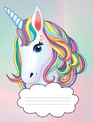 Cute Anime Unicorn Wide Ruled Composition Books / Notebooks, Colorful Back Cover: Blank, Lined Paper, Elementary School Notebook For Girls, 9.69 L x 7.44 W in., 100 sheets or 200 pages