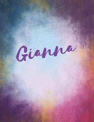 Gianna: Gianna personalized journal blank book. Large 8.5 x 11 Attractive watercolor texture purple pink orange & blue tones. arty stylish pretty journal for girls.