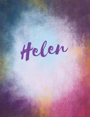 Helen: Helen Personalized Journal Blank Book. Large 8.5 X 11 Attractive Watercolor Texture Purple Pink Orange & Blue Tones. Arty Stylish Pretty Journal for Girls.
