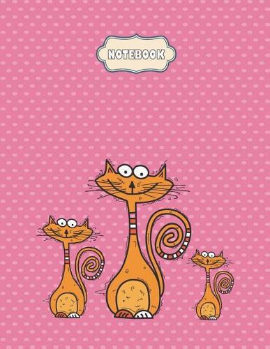 Notebook: Cute cat on pink cover and Dot Graph Line Sketch pages, Extra large (8.5 x 11) inches, 110 pages, White paper, Sketch, Draw and Paint