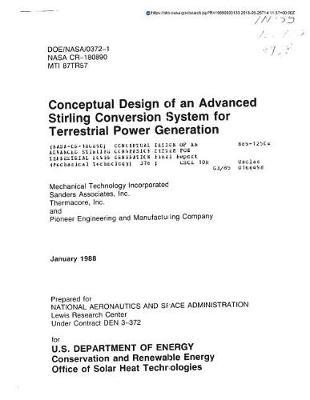 Conceptual Design of an Advanced Stirling Conversion System for Terrestrial Power Generation
