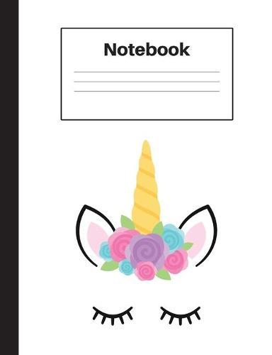 Notebook: Unicorn Face, Wide Rule, Notebook Home Office School Student Teacher Homeschool, 7.4 x 9.7 in, 200 pages for kids, school, home, students, teachers