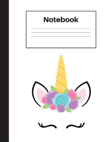 Notebook: Unicorn Blue Rose, Wide Rule, Notebook Home Office School Student Teacher Homeschool, 7.4 x 9.7 in, 200 pages for kids, school, home, students, teachers