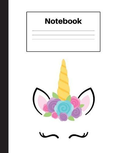 Notebook: Unicorn Blue Rose, Graph Paper 4x4, Notebook Home Office School Student Teacher Homeschool, 7.4 x 9.7 in, 200 pages for kids, school, home, students, teachers