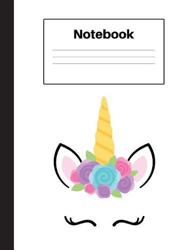 Notebook: Unicorn Blue Rose, Handwriting, Notebook Home Office School Student Teacher Homeschool, 7.4 x 9.7 in, 200 pages for kids, school, home, students, teachers